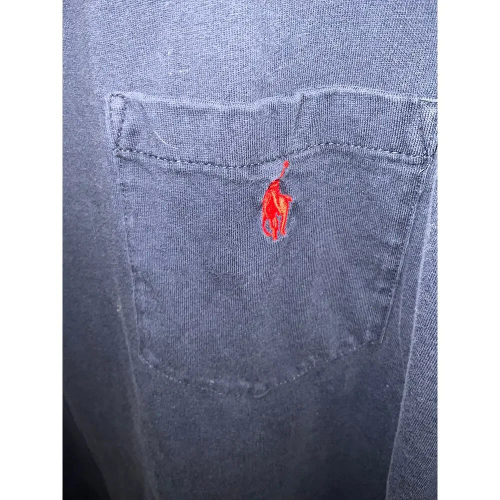 Polo Ralph Lauren Blue Red Pony Long Sleeve Shirt Crew Size L